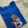 T Rex Appliqué Texture Birthday T Shirt, thumbnail 2 of 3