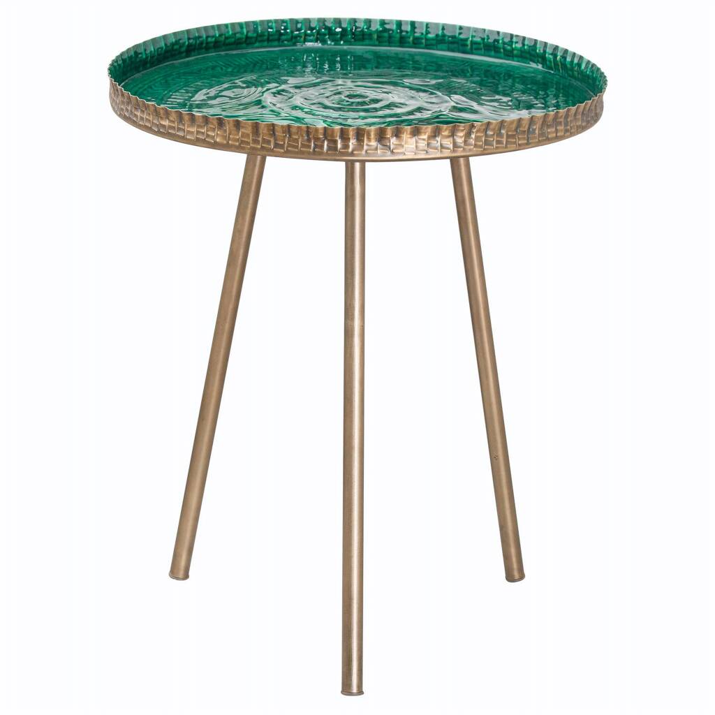 Brass Embossed Ceramic Dipped Side Table