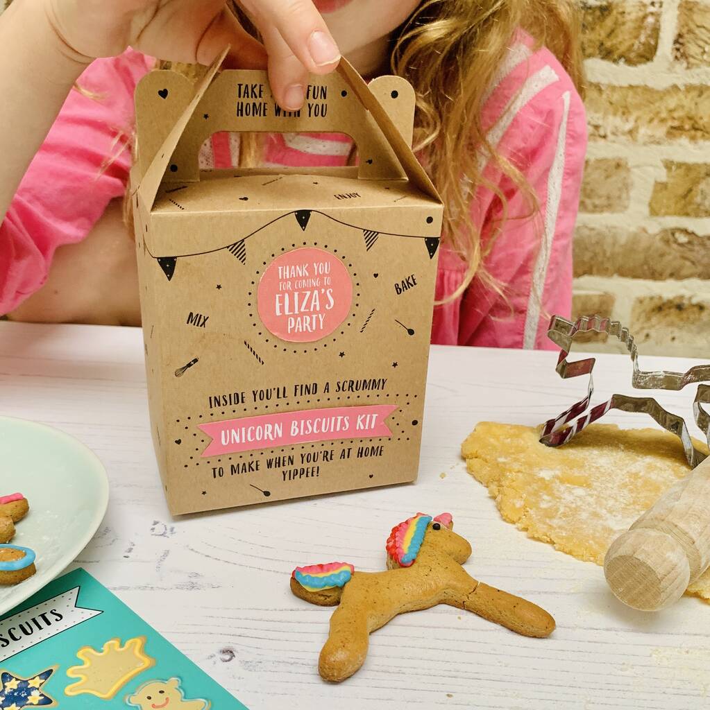personalised unicorn biscuit baking party bag by craft & crumb