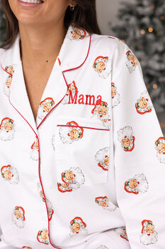 Women's Personalised Christmas Santa Print Pyjamas, 10 of 12