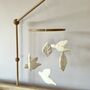 Linen Bird And Leaf Mobile Nursery Decor, thumbnail 3 of 9