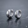 Silver Stainless Steel Huggie Hoop Earrings, thumbnail 1 of 7