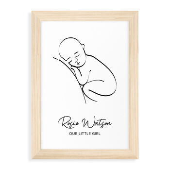 Personalised Line Art Resting Baby Print, 8 of 9