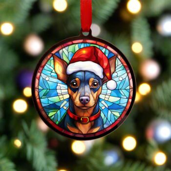 Miniature Pinscher In Santa Hat Suncatcher Decoration, 3 of 6