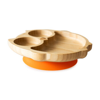 Bamboo Owl Plate With Suction Orange, 4 of 5