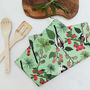 Green Tea Towel With Botanical Bird Design, thumbnail 1 of 5