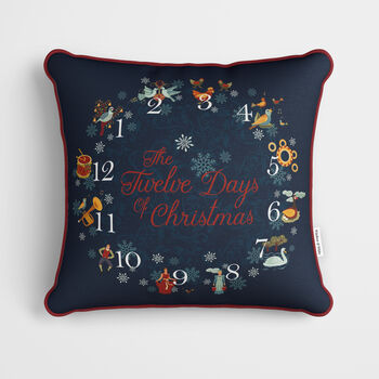 Blue 12 Days Of Christmas Cushion, 2 of 7