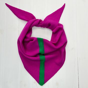 Lambswool Knitted Triangle Scarf With Stripe On Reverse, 3 of 10
