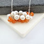 Carnelian And Pearl Cluster Silver Necklace, thumbnail 1 of 4
