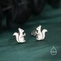 Cute Squirrel Stud Earrings In Sterling Silver, thumbnail 1 of 12