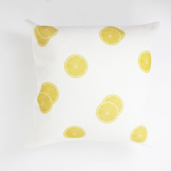 Luxurious Linen Cushion With Lemon Slices, 2 of 3