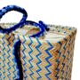 Seranna Natural Blue Pattern Handwoven Basket Bag, thumbnail 4 of 7