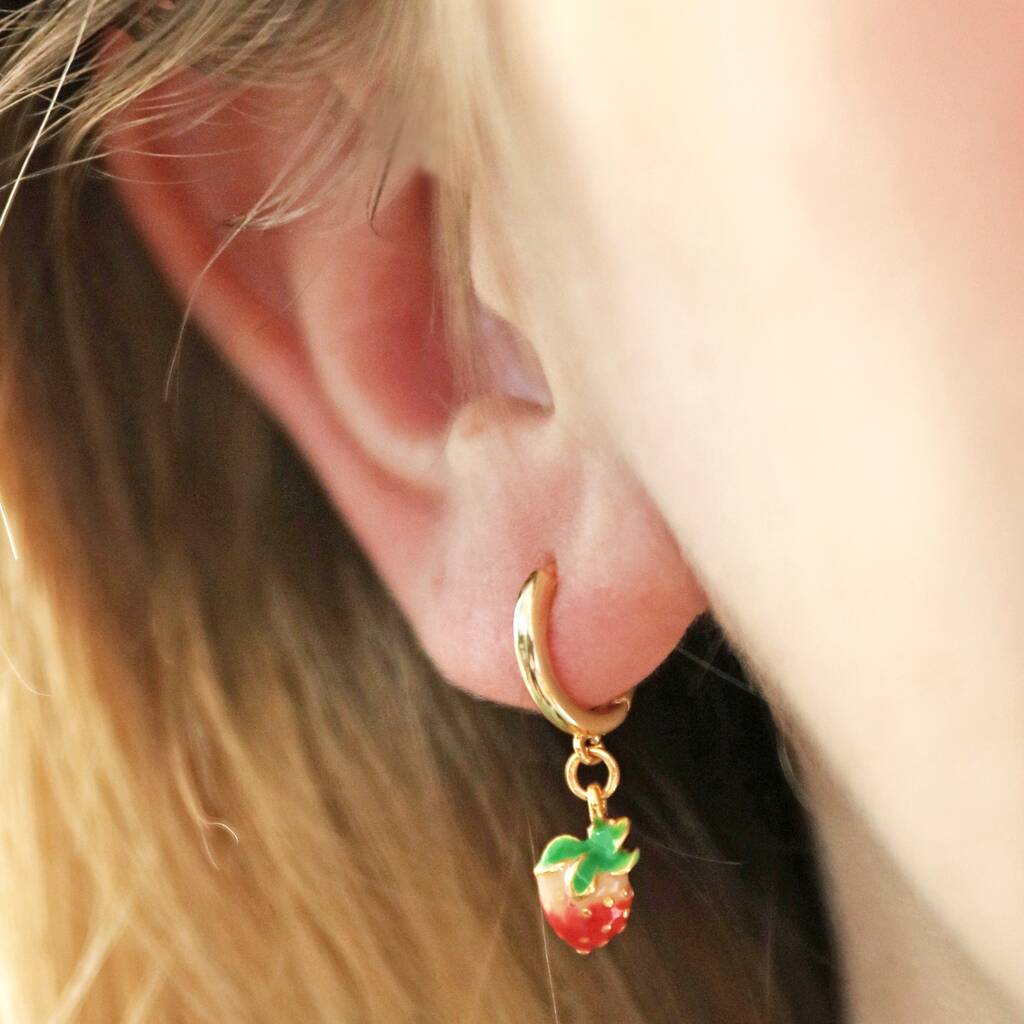 Luv AJ pave amalfi 14k gold plated huggie hoop earrings with pink crystals  | ASOS