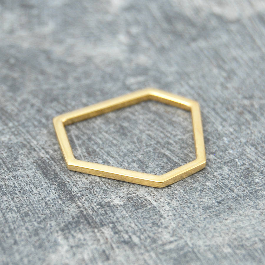 geometric sterling silver and gold hexagon ring by otis jaxon silver