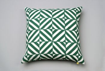 Optic Geometric Gokarna Pattern Cotton Cushion Cover, 6 of 9