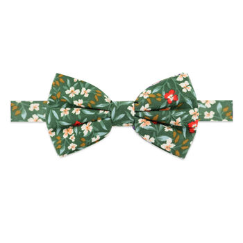 Wedding 100% Cotton Flower Print Tie Green, 6 of 7