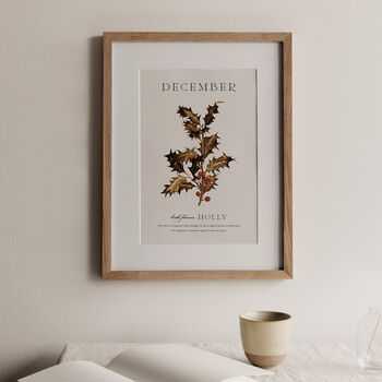 Birth Flower Wall Print 'Holly' For December, 4 of 9