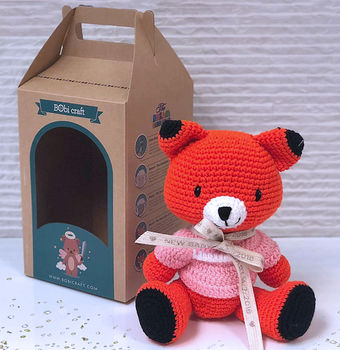 Personalised Fox Hand Knitted Teddy Bear, 2 of 9