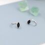 Marquise Black Cz Huggie Hoops In Sterling Silver, thumbnail 5 of 12
