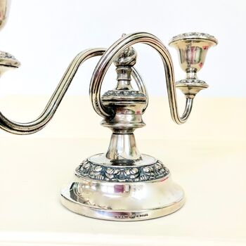 Antique Silver Plated Two Sconce Candelabra, 6 of 8