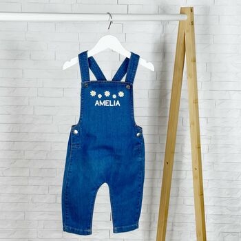 Daisy Personalised Denim Dungaree For Girls, 3 of 5