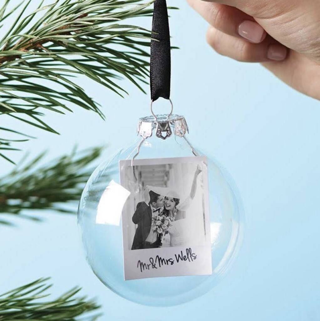 Photo Mr And Mrs Personalised Christmas Bauble, 1 of 4