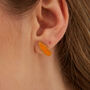 Molten Dripping Coral Amber Sterling Silver Earring, thumbnail 3 of 9