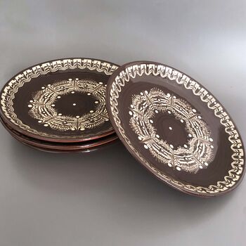 Stoneware Dinner Plates In Brown Colour, Set Of Four, 2 of 9