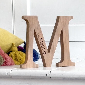 Personalised Christening Oak Letter, 2 of 10