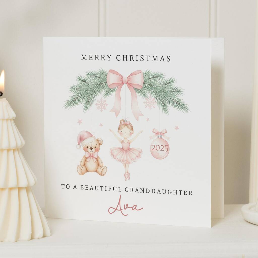 Personalised Granddaughter Ballerina Christmas Card, 1 of 7