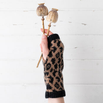 Leopard Knitted Wrist Warmers, 2 of 10