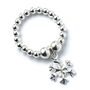 Sterling Silver Ball Bead Ring With Snowflake Charm, thumbnail 1 of 4