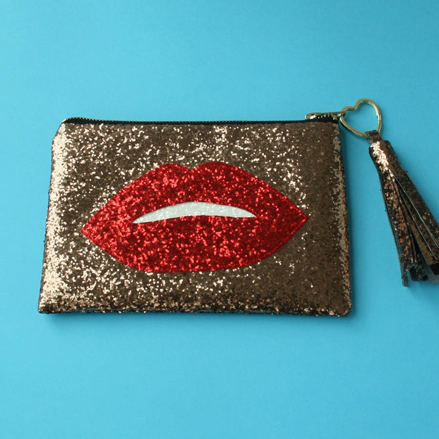 Glitter Lips Clutch Bag Ruby By SoS15