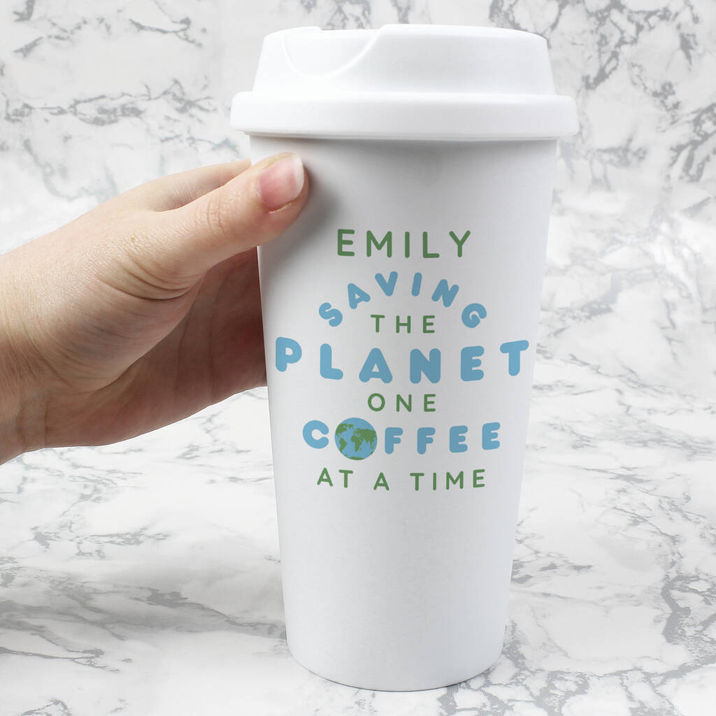 Image of Personalised Saving The Planet Double Walled Travel Mug