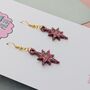 Red Sparkly Festive Star Glitter Christmas Earrings, thumbnail 2 of 5
