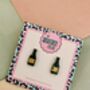 Pop The Bubbly Champagne Bottle Resin Stud Earrings, thumbnail 3 of 3