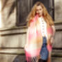 Pink Beige Plaid Warm Wrap Scarf, thumbnail 4 of 12