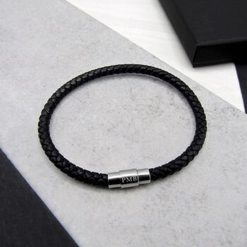 Men's Personalised Special Date Woven Leather Bracelet, 2 of 8