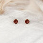 Solid 9ct Yellow Gold January Garnet Birthstone Stud Earrings, thumbnail 1 of 8