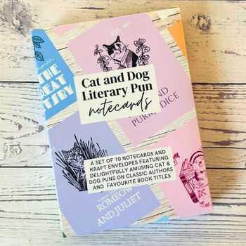 Literary Pun Cat And Dog Notecards Set Of Nine, 3 of 3