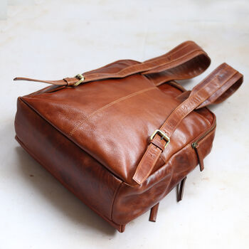 Large Leather Backpack, Tan, 5 of 7