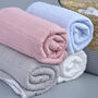 Personalised Knitted Baby Pink Blanket With Bow, thumbnail 2 of 7