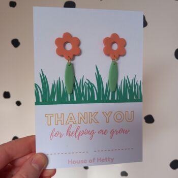 Daisy Dangle Earring Thank You Gift Card, 2 of 4