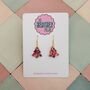 Pink And Gold Christmas Tree Glitter Resin Earrings / Pink Christmas Jewellery / Christmas Gift / Bold Sparkly Pink Holiday Accessory, thumbnail 6 of 12