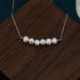 Sterling Silver Genuine Freshwater Pearl Bar Pendant Necklace, thumbnail 4 of 11