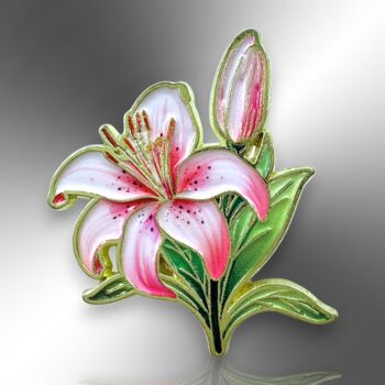 Lily Flower Enamel Lapel Pin Brooch, 4 of 8