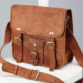 Leather Satchel With Front Pocket Midi, 4 of 10