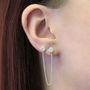 White Topaz November Birthstone Silver Chain Earrings, thumbnail 1 of 5