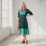 Yasmin Silk Print Embroidered Dress 11, thumbnail 1 of 3