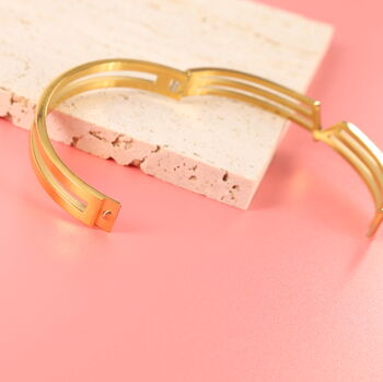 Gold Plated V Line Harmony Bangle Bracelet, 8 of 10